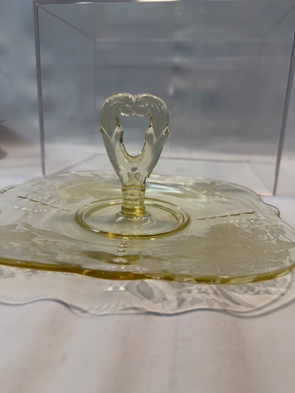1930s Paden City Glass Yellow Depression Glass Center-Handled Server