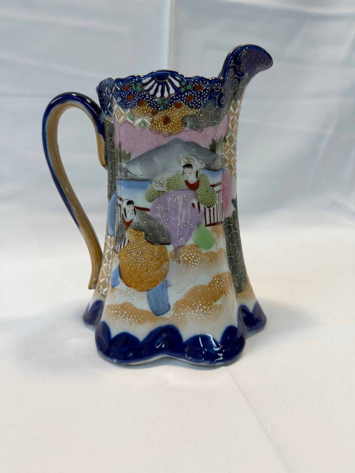 Antique Japanese Chocolate Pot / Porcelain Pitcher Hand Painted Geisha