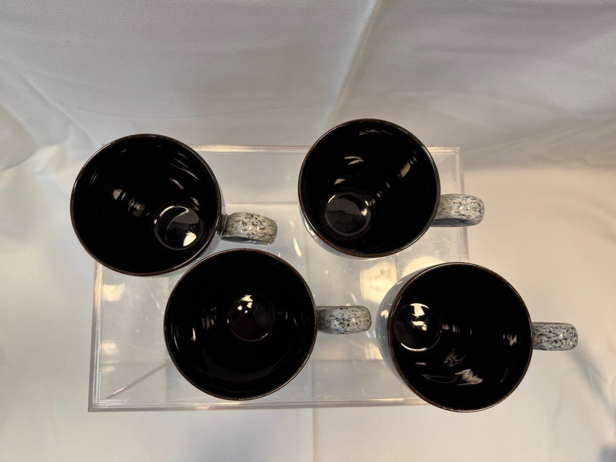 Denby England "Halo" Stoneware Mugs, Set of 4 — Speckled Blue-Grey, Oven & Dishwasher Safe