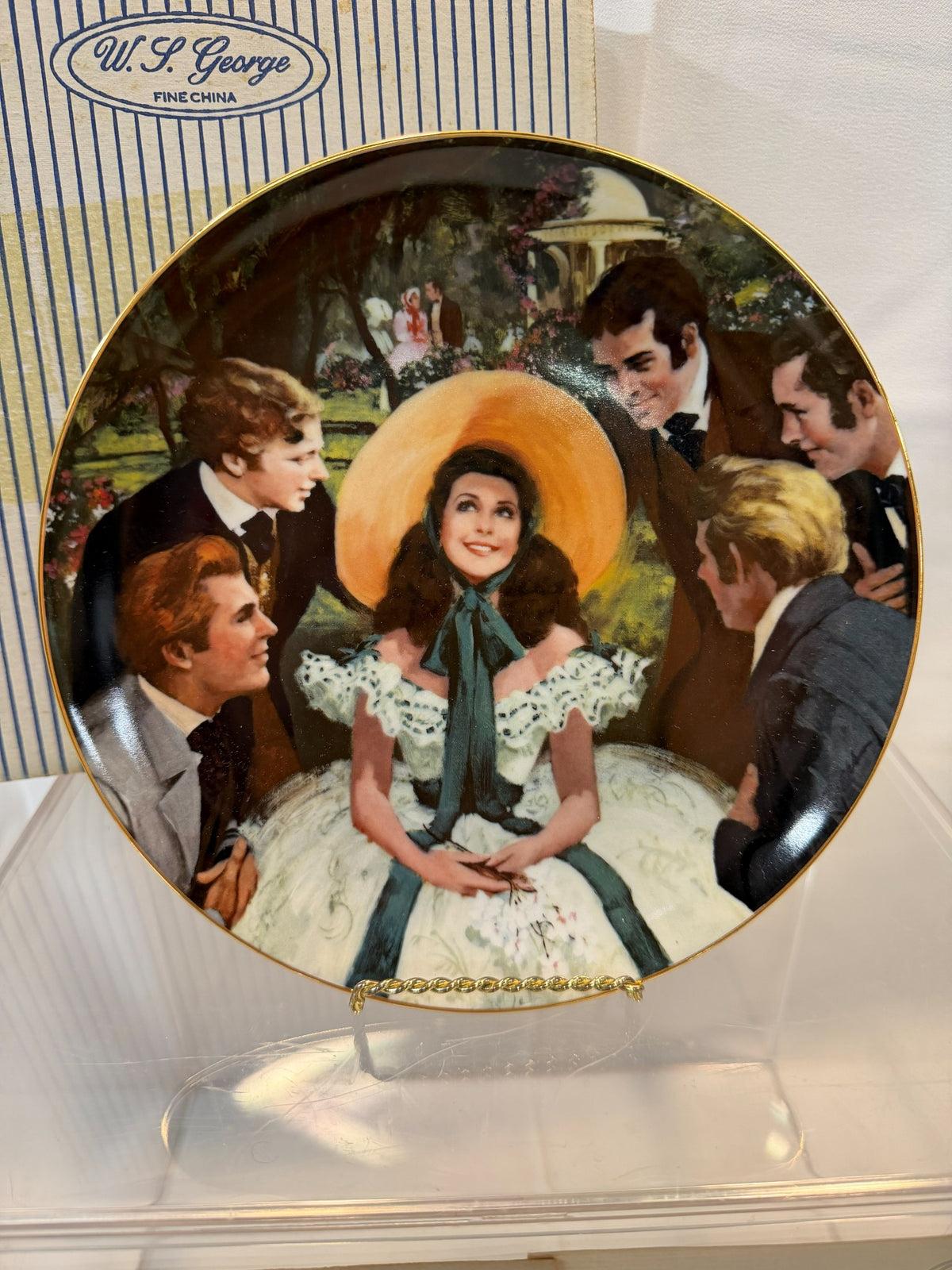 Gone With the Wind Golden Anniversary Collector Plate — "Scarlett and Her Suitors," FIRST ISSUE, Howard Rogers, W.S. George 1988, with Box & COA