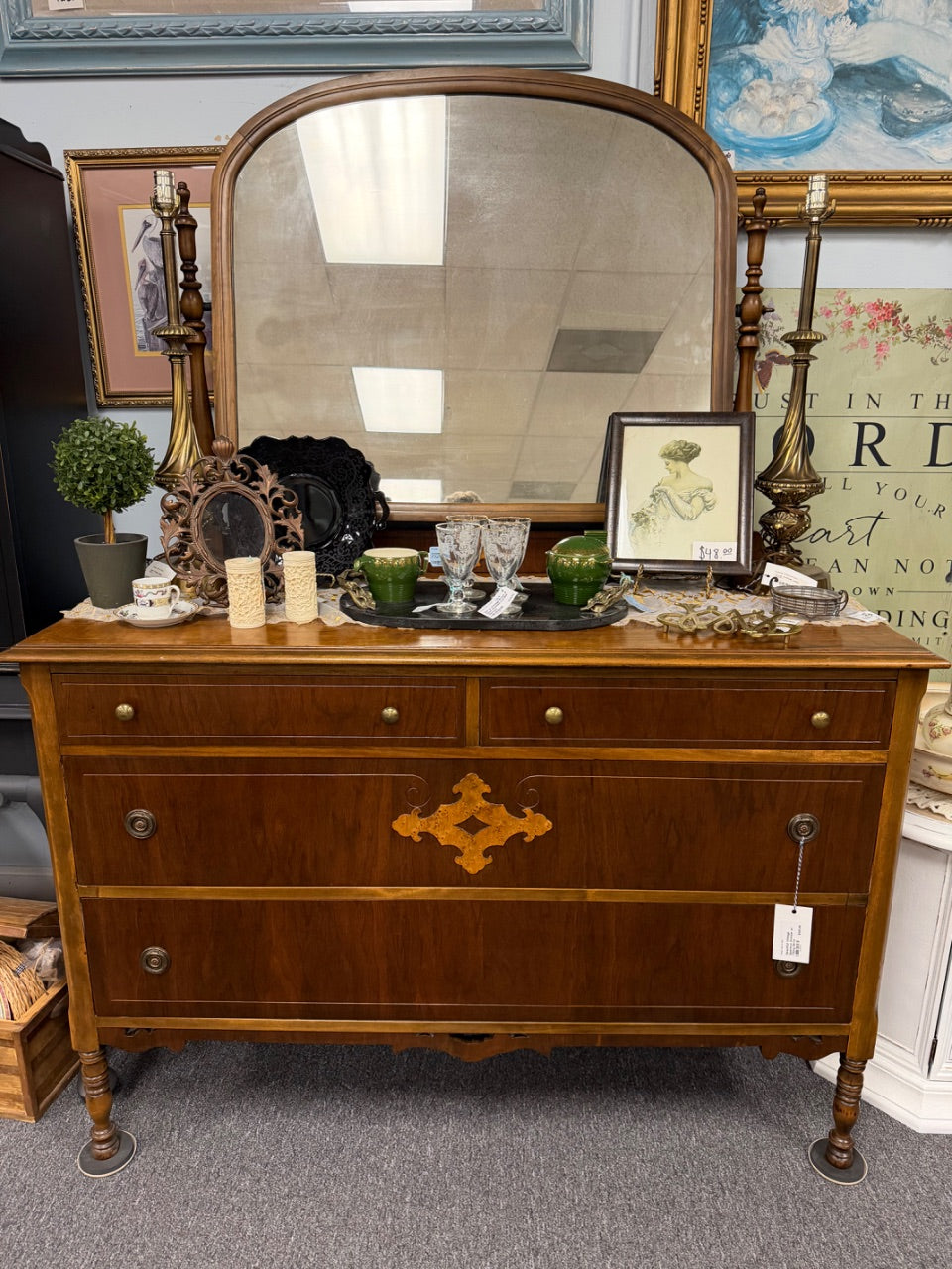 Beautiful Vintage Spacious Dresser w/ Tilting Mirror