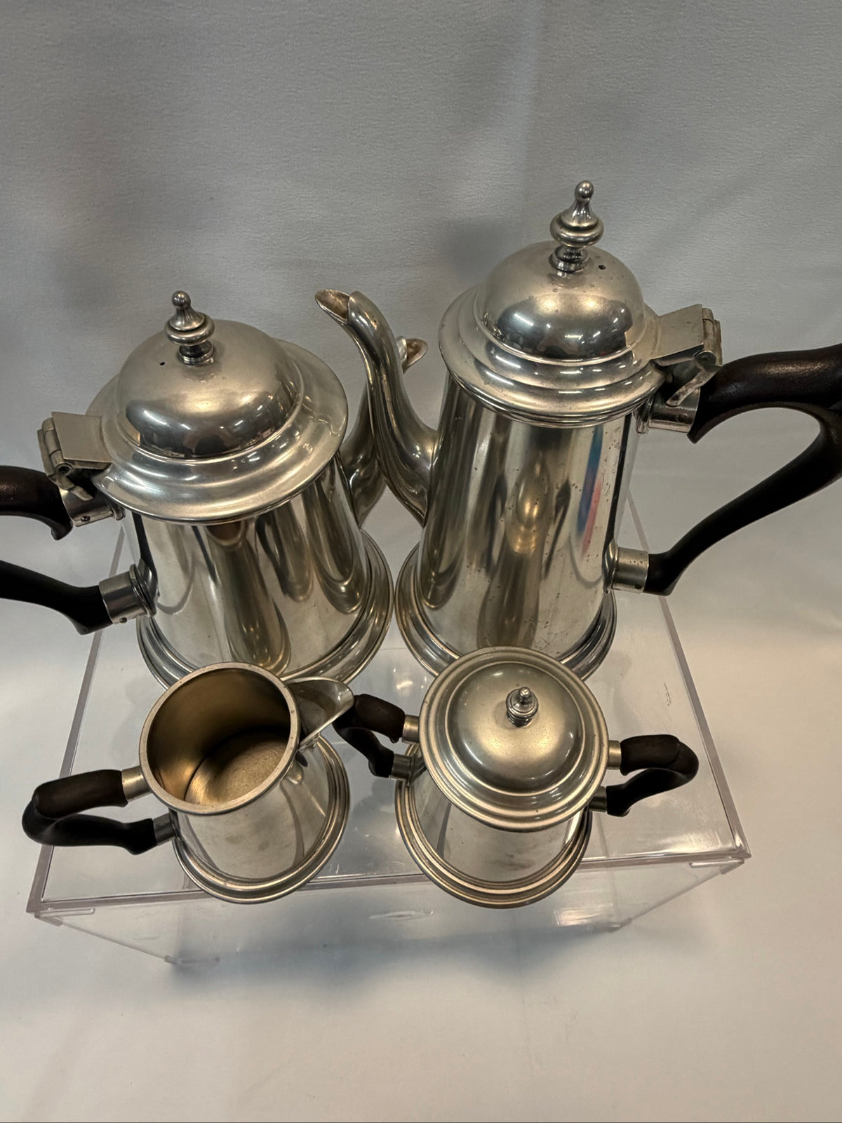 Kirk Stieff Colonial Pewter Tea and Coffee Service, 4-Piece — Tapered Lighthouse Style