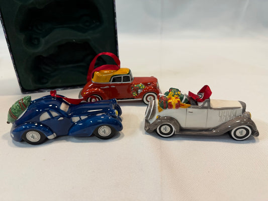 Ralph Lauren Classic Roadsters Ceramic Ornament Set of 3 — Vintage Christmas