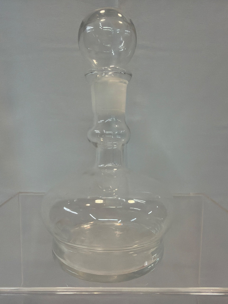 Mid-Century Modern Clear Crystal Decanter, Etched Wheat Design