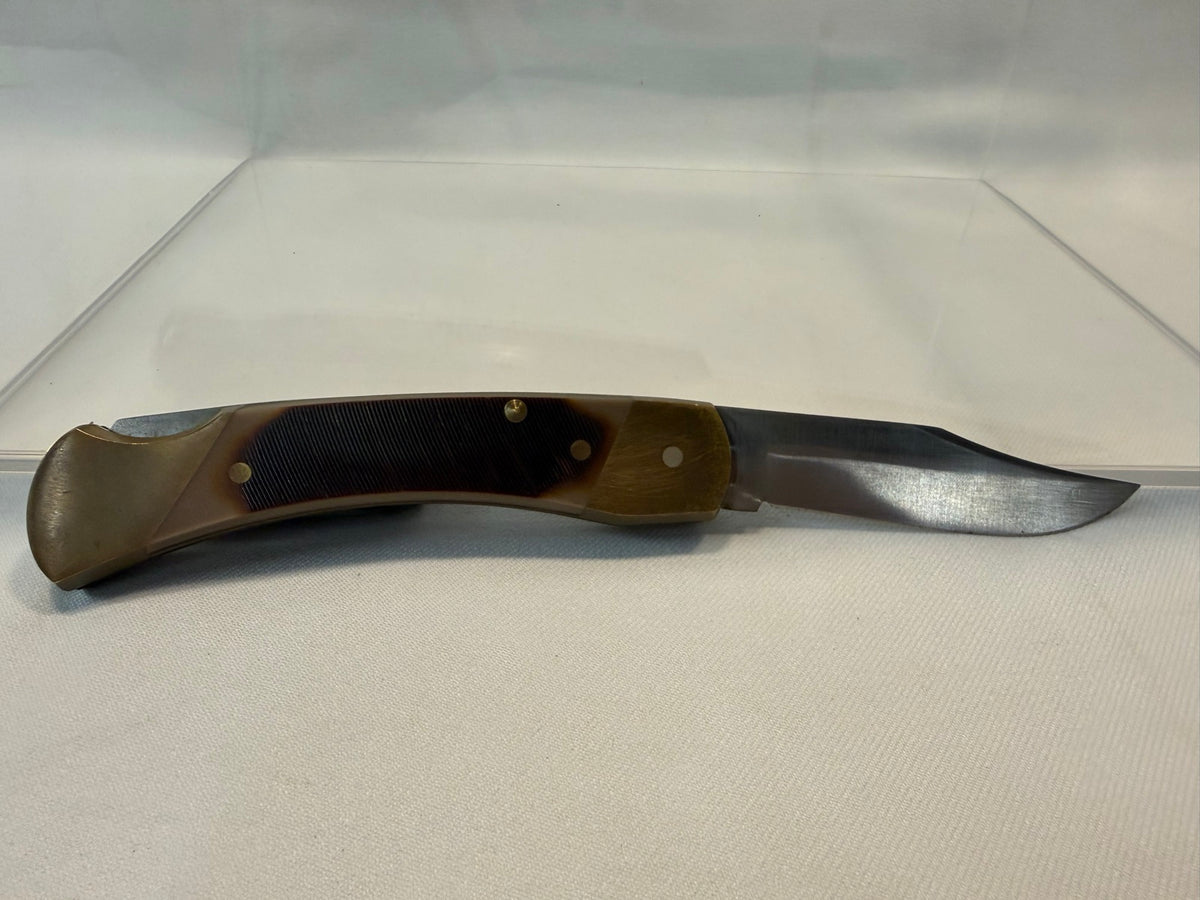 Schrade Old Timer 7ot Cave Bear Folding Lockback Knife, Brass & Delrin