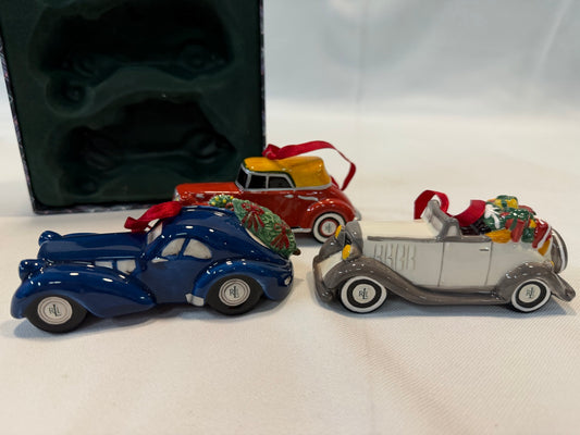 Ralph Lauren Classic Roadsters Ceramic Ornament Set of 3 — Vintage Christmas